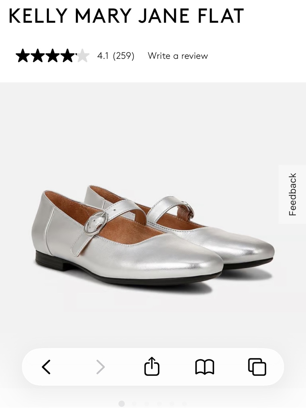 Naturalizer Kelly Mary Jane Flat — Silver